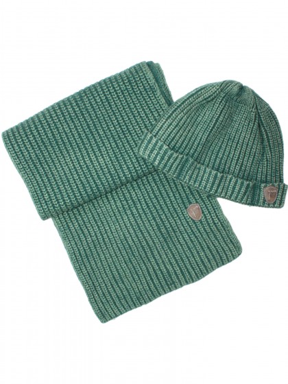 Комплект зелёный шапка и шарф с брендингом