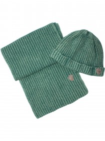 Комплект зелёный шапка и шарф с брендингом цена