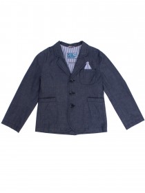 Пиджак сине-серый фактурный с полосатым платком на кармане цена