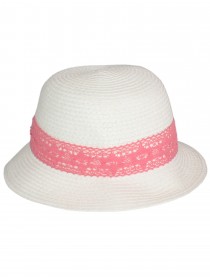 купить Шляпа белая с розовой кружевной лентой и большим цветком