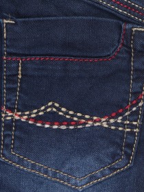 Шорты темно-синие джинсовые с контрастными швами фото