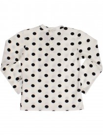 Комплект: белая блузка в чёрный горох с рюшами и чёрное болеро цена