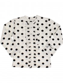 Комплект: белая блузка в чёрный горох с рюшами и чёрное болеро фото