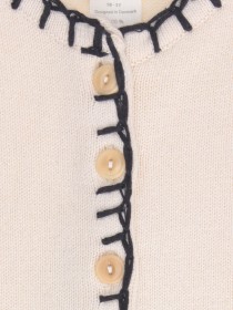 Комплект из органического хлопка: клетчатая юбка и бежевая кофта с брошью "Обезьянка" фото