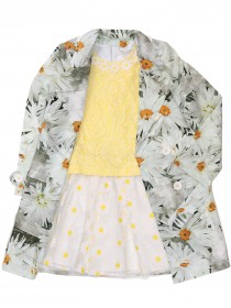 Комплект: юбка белая пышная и желтый топ "Ромашки" фото