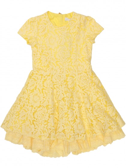 Платье желтое кружевное с пышной юбкой