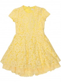 Платье желтое кружевное с пышной юбкой фото