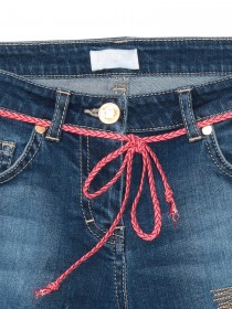 купить Шорты джинсовые с красным поясом-шнурком