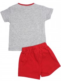 Комплект: серая футболка с принтом "Мороженое" и красные шорты цена