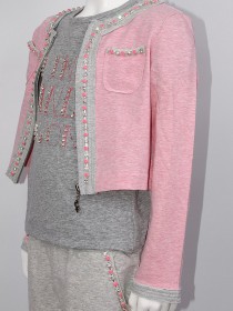 Костюм спортивный розовая кофта со стразами и серые штаны цена