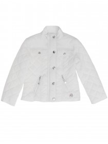Куртка белая стёганая удлинённая с серебряной фурнитурой цена