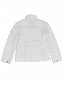 Куртка белая стёганая удлинённая с серебряной фурнитурой фото