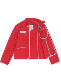 Куртка красная стеганая с белой отделкой фото