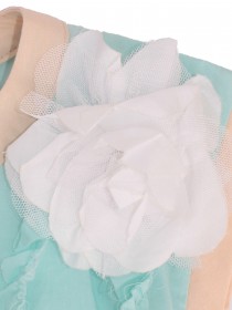купить Платье бирюзовое с бежевым поясом и белым цветком
