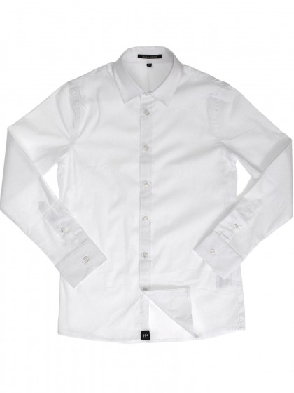 Рубашка белая классическая с пуговицами в тон и брендингом