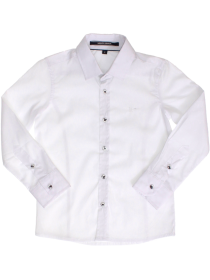 Рубашка белая классическая с пуговицами в тон фото