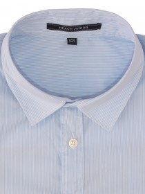 Рубашка голубая классическая в мелкую полоску в тон цена