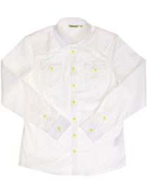 Рубашка белая с яркими салатовыми пуговицами цена