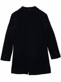 Пальто черное легкое шерстяное в мелкую синюю клетку  цена