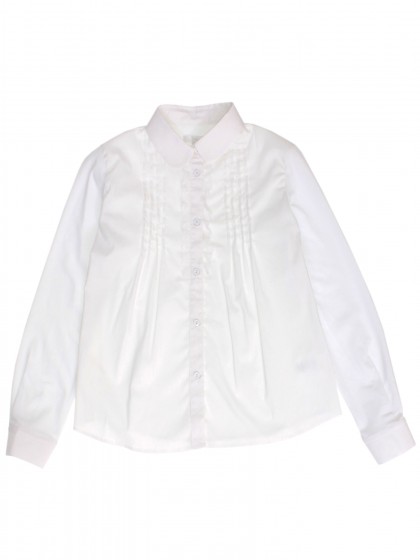 Блузка белая с классическим воротничком и кружевом