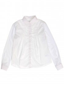 Блузка белая с классическим воротничком и кружевом фото
