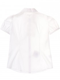 Блузка белая с коротким рукавом бантиками и стразами на воротнике цена