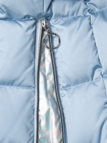 Пуховое пальто голубое с перламутровыми вставками цена