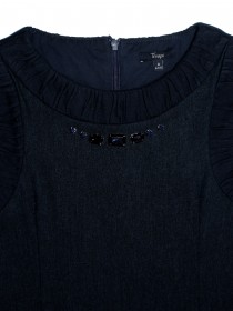 Сарафан темно-синий с оборками снизу, украшенный стразами  фото