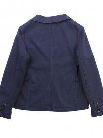Пиджак синий трикотажный с карманами и брендингом  фото