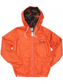 Ветровка оранжевая с капюшоном, карманами и брендингом на груди