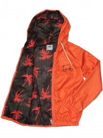 Ветровка оранжевая с капюшоном, карманами и брендингом на груди цена
