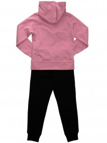 Костюм утеплённый: розовая толстовка с надписью и чёрные штаны  фото