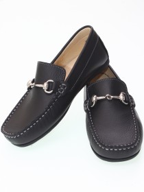 Туфли чёрные кожаные с металлической фурнитурой 