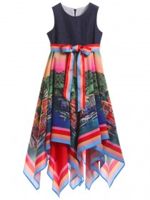 Платье разноцветное длинное пышное "Портофино"
