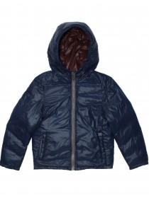 Куртка пуховая двухсторонняя с капюшоном: коричневый/синий цена
