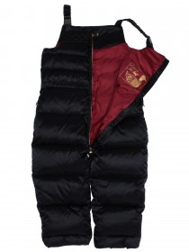 Комплект пуховой: красное приталенное пальто с натуральным мехом на капюшоне и чёрный полукомбинезон  цена