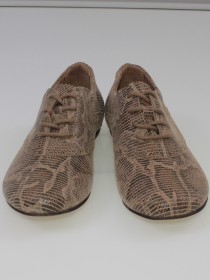 Туфли бежевые "змеиный принт" кожаные лакированные  фото