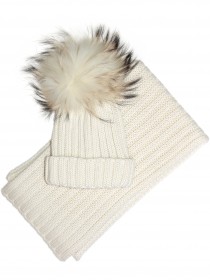 Комплект белый тёплый шапка и шарф
