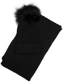 Комплект тёплый шапка и шарф черный