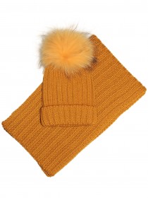 Комплект желтый тёплый шапка и шарф