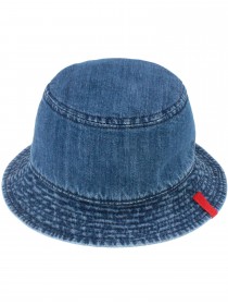 Шляпа синяя джинсовая с красным декором