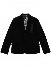 Пиджак черный классический на пуговицах с декоративной молнией 