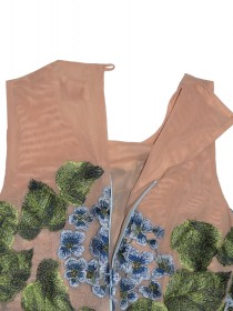 Платье голубое с телесным верхом и вышивкой "Гортензия" для мам цена