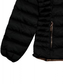 Куртка чёрная стёганая с капюшоном и золотой подкладкой цена