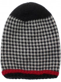Комплект в черно-белую клетку с красной отделкой кашемировый: шапка и шарф цена