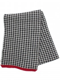 купить Комплект в черно-белую клетку с красной отделкой кашемировый: шапка и шарф