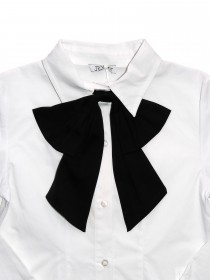 Блузка белая классическая с черным бантом  цена