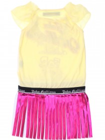 Комплект желтый топ с ожерельем и цикломеновая плиссированная блестящая юбка на резинке цена