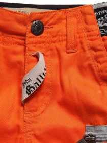 Шорты оранжевые с накладными карманами и чёрной эластичной вставкой в поясе цена
