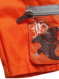 Шорты оранжевые с накладными карманами и чёрной эластичной вставкой в поясе фото